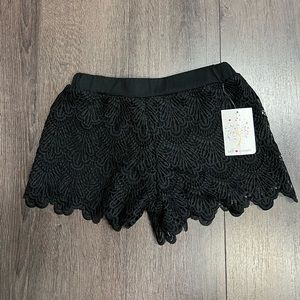 Girls Black Lace Shorts Size S/8 Self Esteem